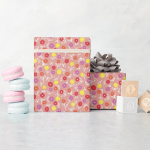 Modern peach floral baby shower birthday pattern wrapping paper