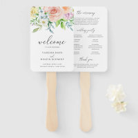 Modern Peach Floral Elegant Wedding Program
