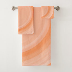 Modern Peach Fuzz, Orange Twirl Wave Art Bath Towel Set
