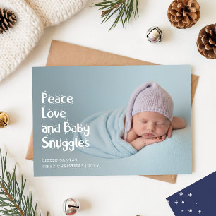 Modern Peach Love Baby's First Christmas Photo Holiday Card