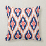 Modern peach navy coral Ikat Tribal Pattern 1a Throw Pillow<br><div class="desc">A chic trendy fashion stylish colourful peach, navy blue, coral and white ikat pattern tribal print design - the funky cool vibrant textured modern ikat print tribal pattern in peach, navy blue, coral and white gives this colourful design a modern hipster contemporary, unique and exotic look. Other matching products available....</div>