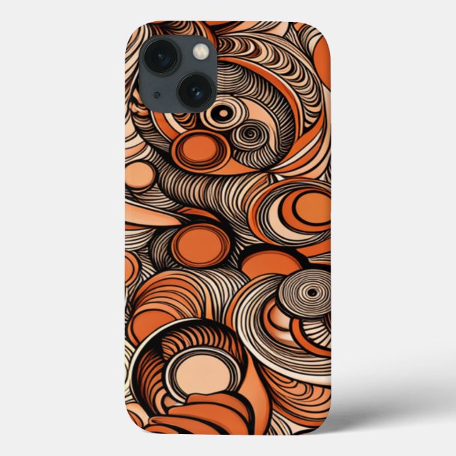 Modern Peach Orange Abstract Pattern Case-Mate iPhone Case (Back)