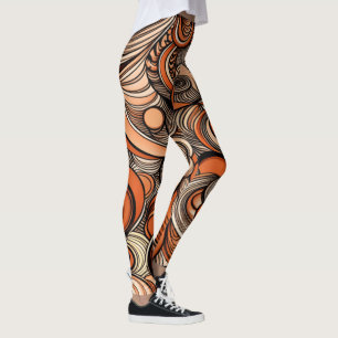 Modern Peach Orange Abstract Pattern Leggings