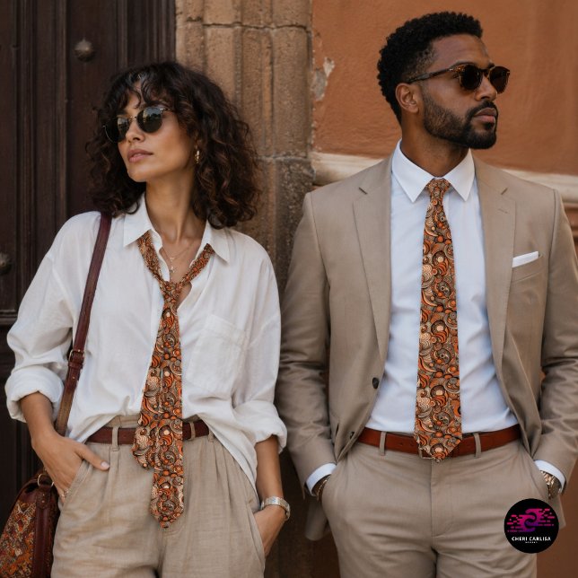 Modern Peach Orange Abstract Pattern Tie (Same tie. Different rules. 🧡)