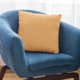 Modern Peach Orange Geometric Japanese Pattern Throw Pillow