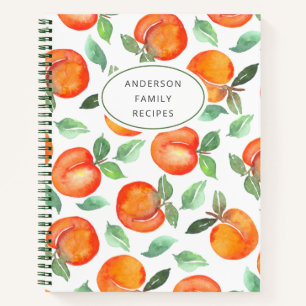 Modern Peach Pattern Personalized Recipe Notebook