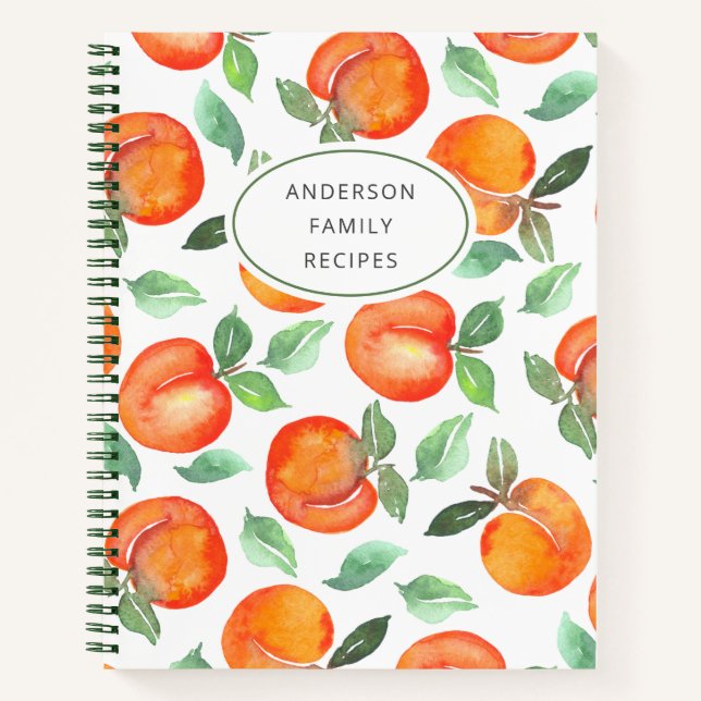 Modern Peach Pattern Personalized Recipe Notebook (Front)