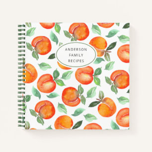 Modern Peach Pattern Personalized Recipe Notebook