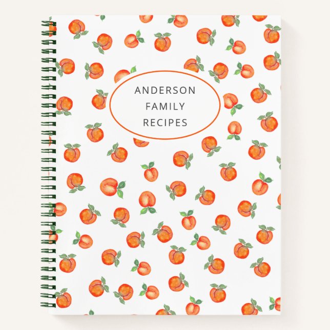 Modern Peach Pattern Personalized Recipe Notebook (Front)