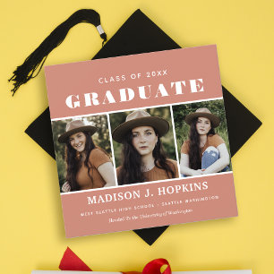 Modern Peach Photo Graduation Party Invitation