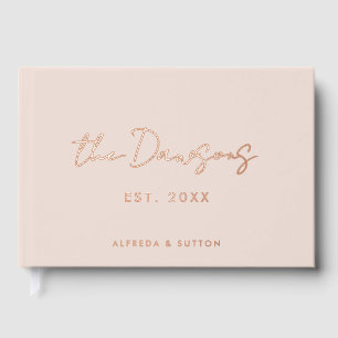 Modern Peach Pink & Rose Gold Foil Wedding Guest Book
