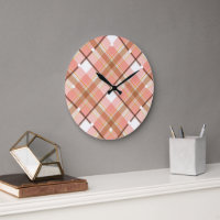 Modern Peach Red Orange White Brown Plaid Pattern