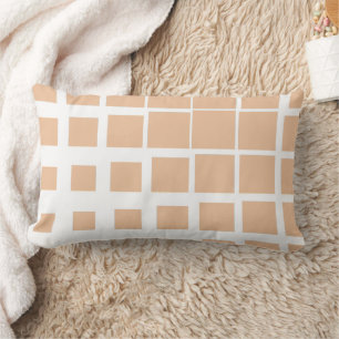Modern Peach Terracotta Deconstructed Plaid Abstra Lumbar Pillow