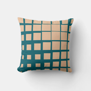 Modern Peach Terracotta Deconstructed Plaid Abstra Throw Pillow