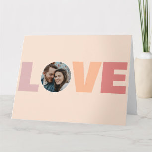 Modern Peach Valentines Love Photo  Card
