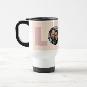 Modern Peach Valentines Love Photo Travel Mug