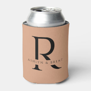Modern Peach Wedding Can Cooler/Coozie Cooler