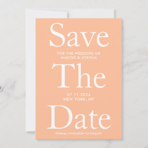 Modern Peach Wedding Flat Save The Date Card