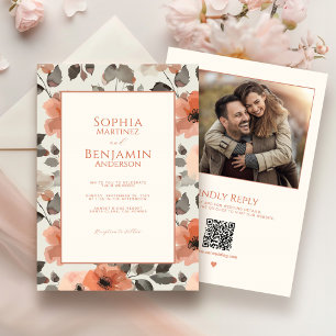 Modern Peach Wedding Invitation