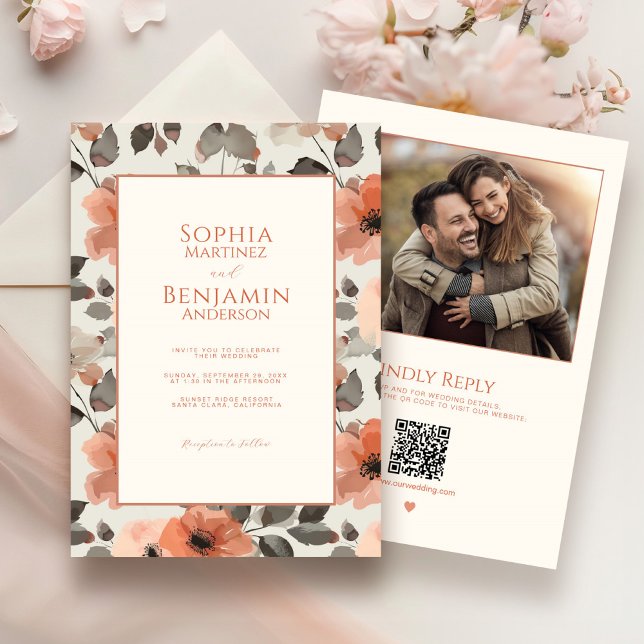 Modern Peach Wedding Invitation (Creator Uploaded)