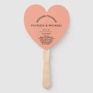 Modern Peach Wedding  Program Hand Fan