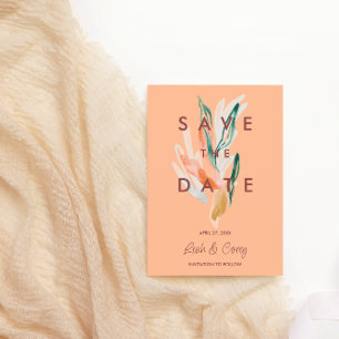 Modern Peach Wedding Save the Date Card