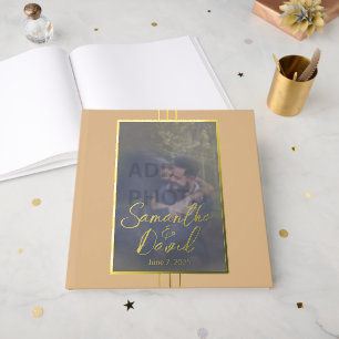 Modern Peachy Beige Photo Wedding Foil Guest Book