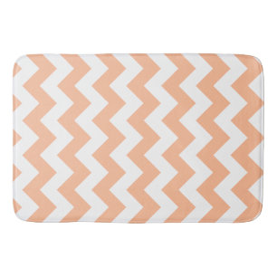 Modern Peachy Orange Chevron Bath Mat