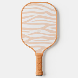 Modern Peachy Orange Zebra Print Personalized Pickleball Paddle