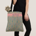 Modern Peacock Blue Pattern Tote Bag<br><div class="desc">Stylish and modern peacock blue with mustard yellow colours tote bag that can be personalized.</div>
