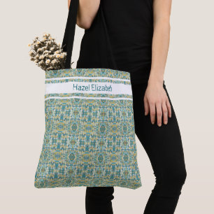Modern Peacock Blue Pattern  Tote Bag