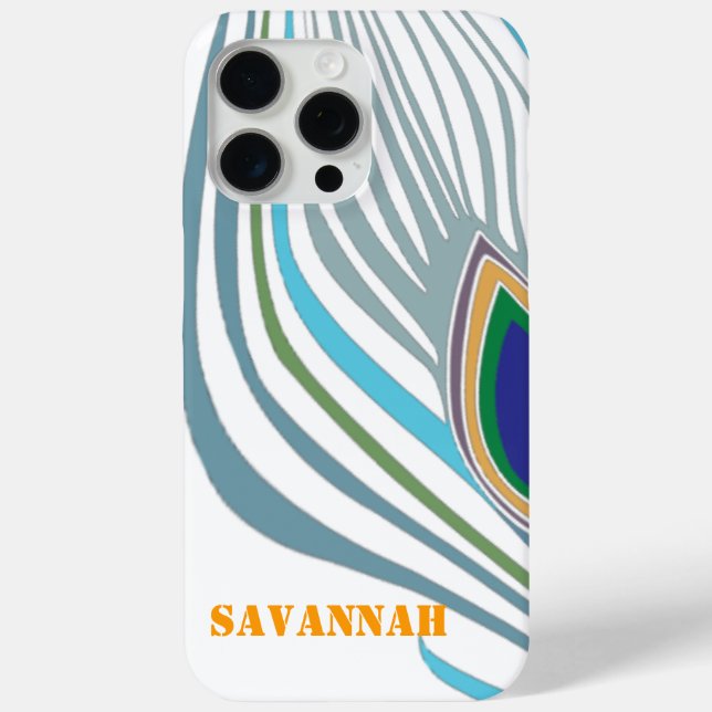 Modern Peacock Feather Personalized Damask Phone Case-Mate iPhone Case (Back)