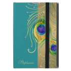Modern Peacock Feathers Faux Jewel Scroll Swirl