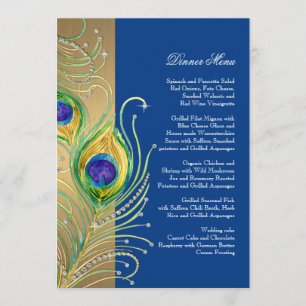 Modern Peacock Feathers Faux Jewel Scroll Swirl Menu