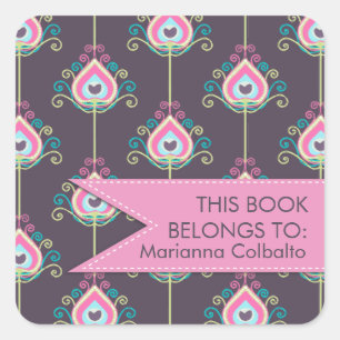 Modern Peacock Feathers Trendy and Personalized Square Sticker