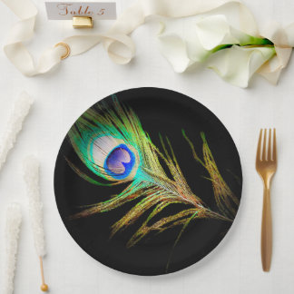 Modern Peacock Paper Plate