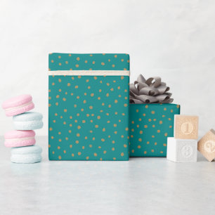 Modern Peacock Teal Blue Polka Dots Wrapping Paper