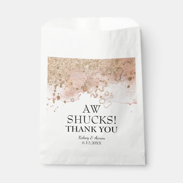 Modern Pearl Beach Oyster Wedding Thank You Favour Bag (Front)