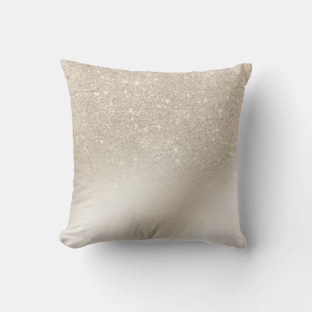 modern pearl glitter ivory ombre gradient metallic throw pillow (Front)