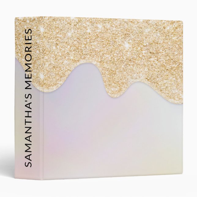 Modern pearl iridescent holographic gold drips binder (Front/Spine)