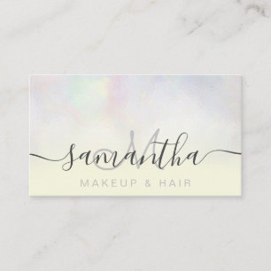 Modern pearl nacre ombre yellow makeup hair business card