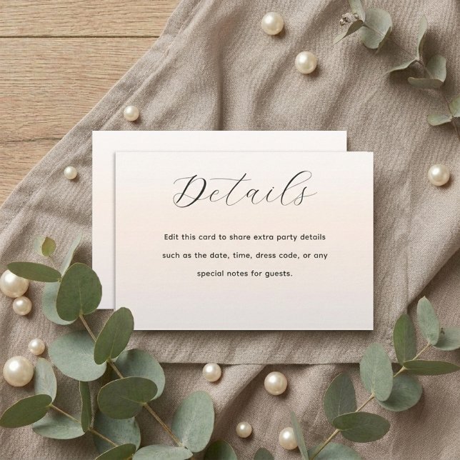 Modern Pearl Script Birthday Party Details Enclosure Card (Creator Uploaded)