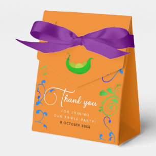 Modern Peas In A Pod Orange Triplets Joint Party Favor Box