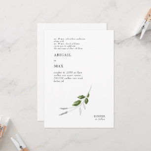Modern Pencil & Watercolor Greenery Wedding   Invitation