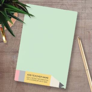 Modern Pencil with Teacher and Classroom Info Post-it Notes