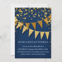 Modern Pennant Banner w Glitter Falling Confetti