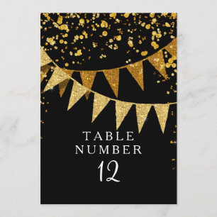 Modern Pennant Banner w Glitter Falling Confetti Invitation