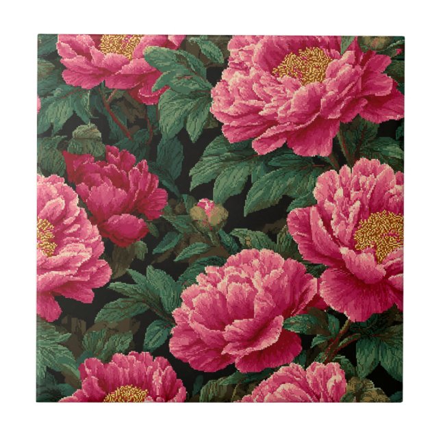 Modern Peonies Ceramic Tiles  For Cozy Interiors (Front)
