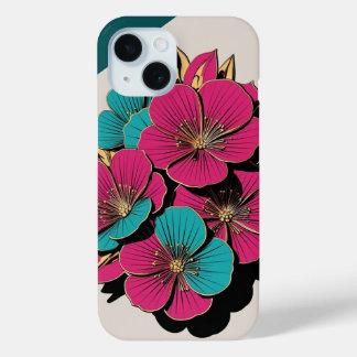 Modern peony design iPhone 15 case