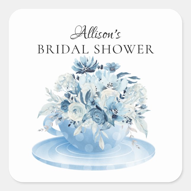 Modern Peony Floral Bridal ShowerTea  Square Stick Square Sticker (Front)